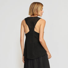 Fais Twist-Back Linen Sweater Tank | Black