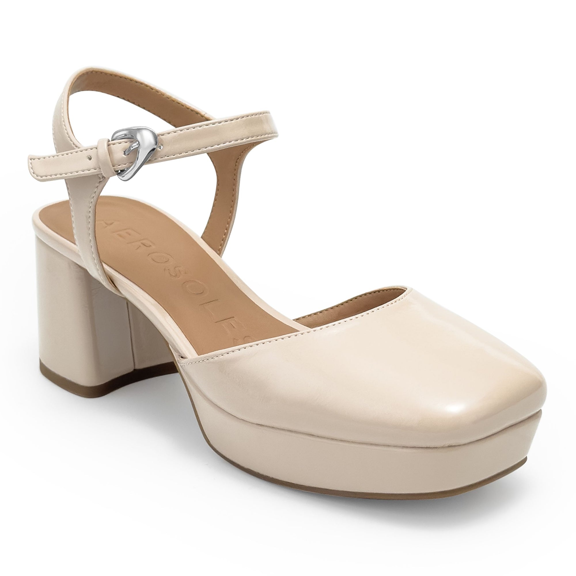 Senna Dress Platform | Stone Faux Crinkle Patent