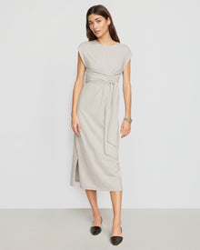 Renée | Fei Organic Cotton Tie-Front Midi Dress in Size Small