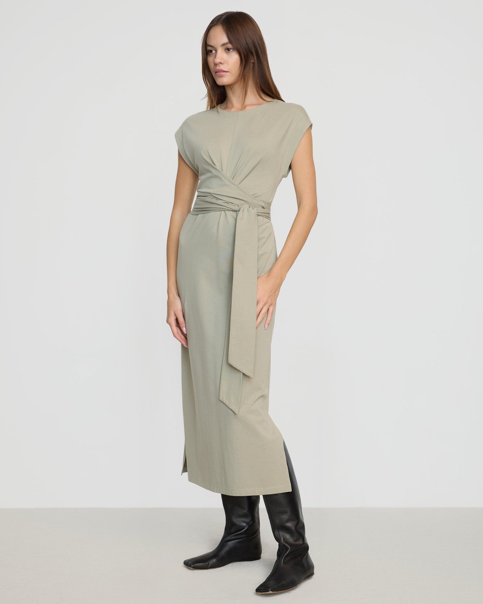 Beate | Fei Organic Cotton Tie-Front Midi Dress in Size Extra Small