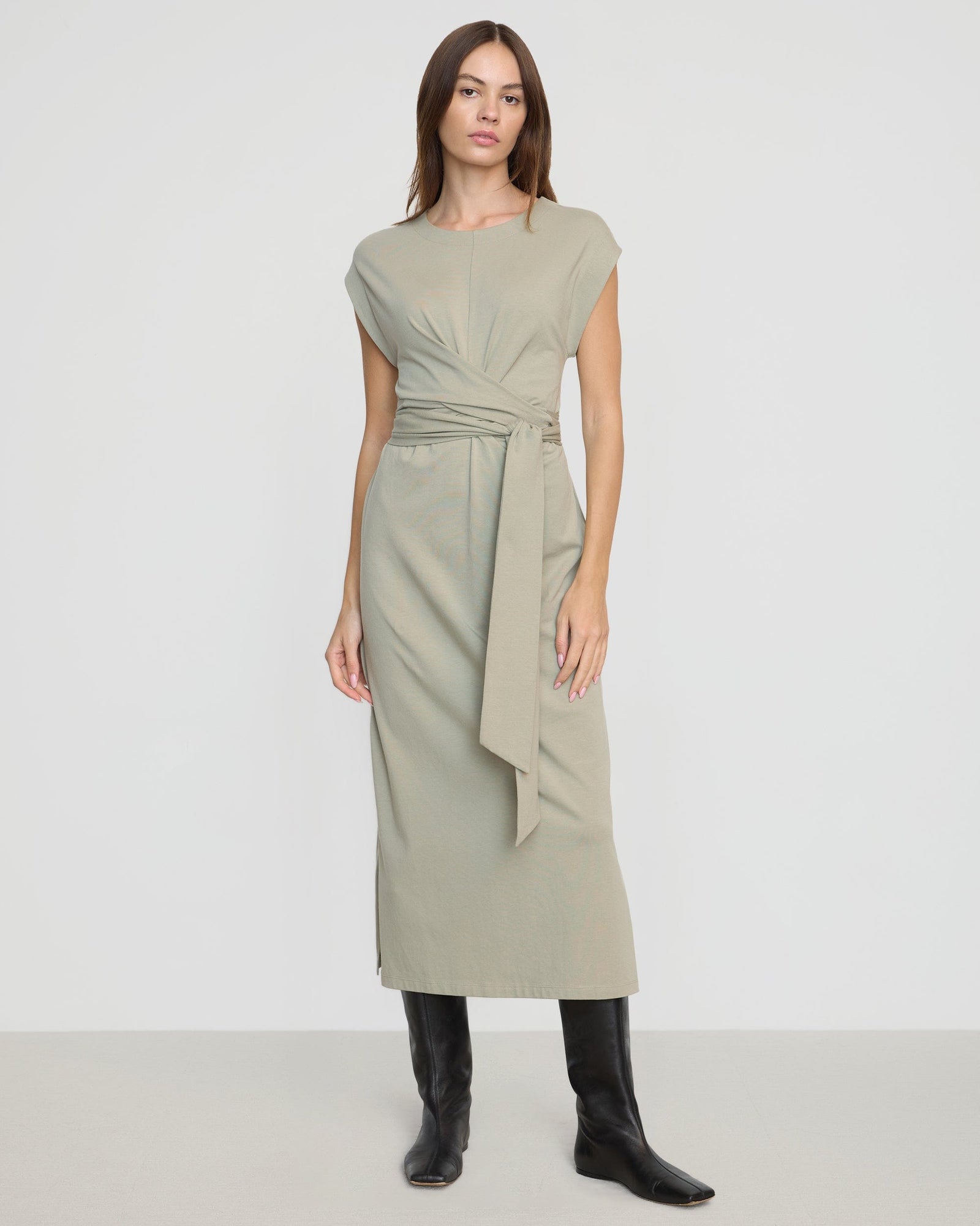 Beate | Fei Organic Cotton Tie-Front Midi Dress in Size Extra Small