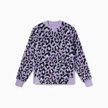 Sherpa Fleece Lounge Crew | Lavender Leopard