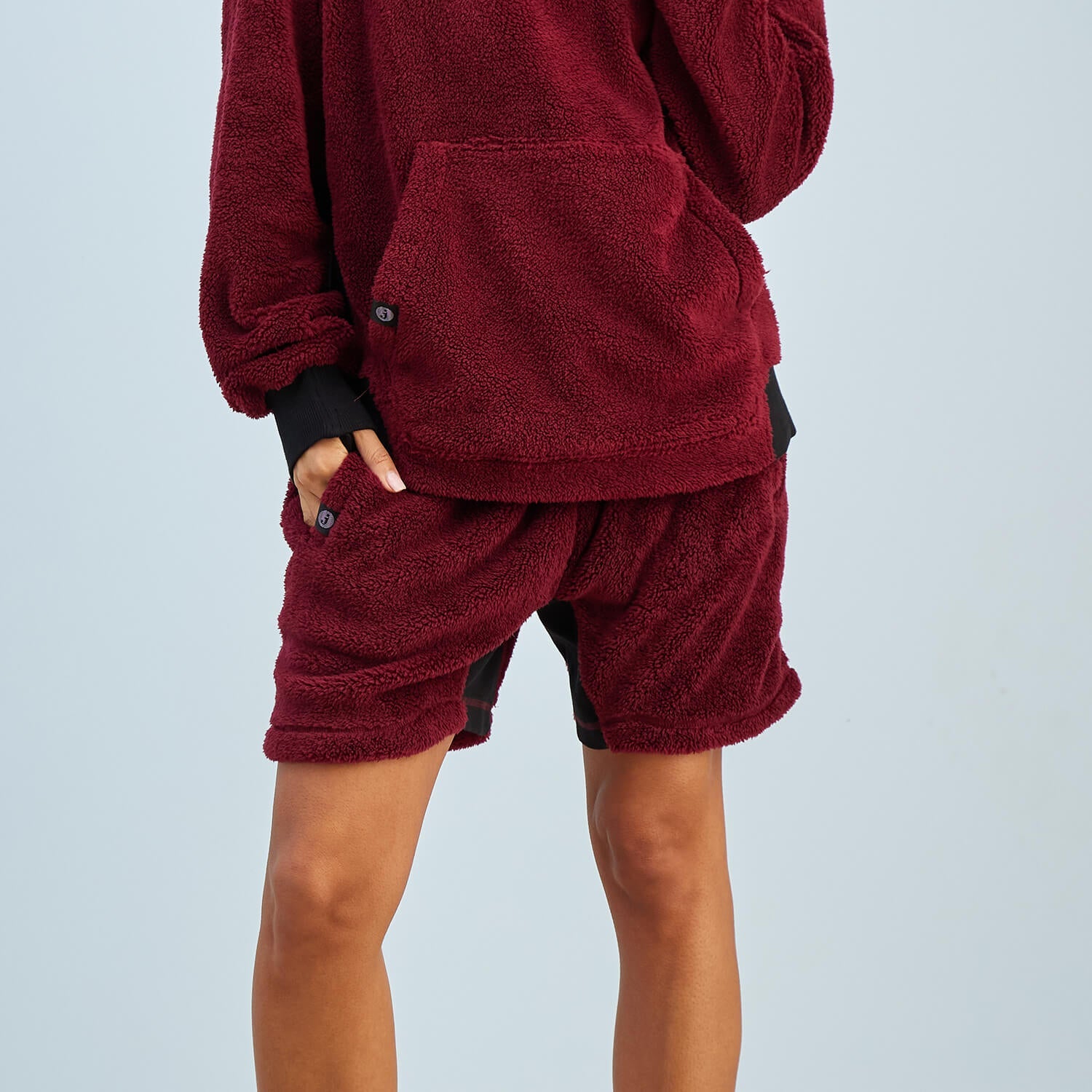 Sherpa Fleece Lounge Shorts | Cabernet/Black