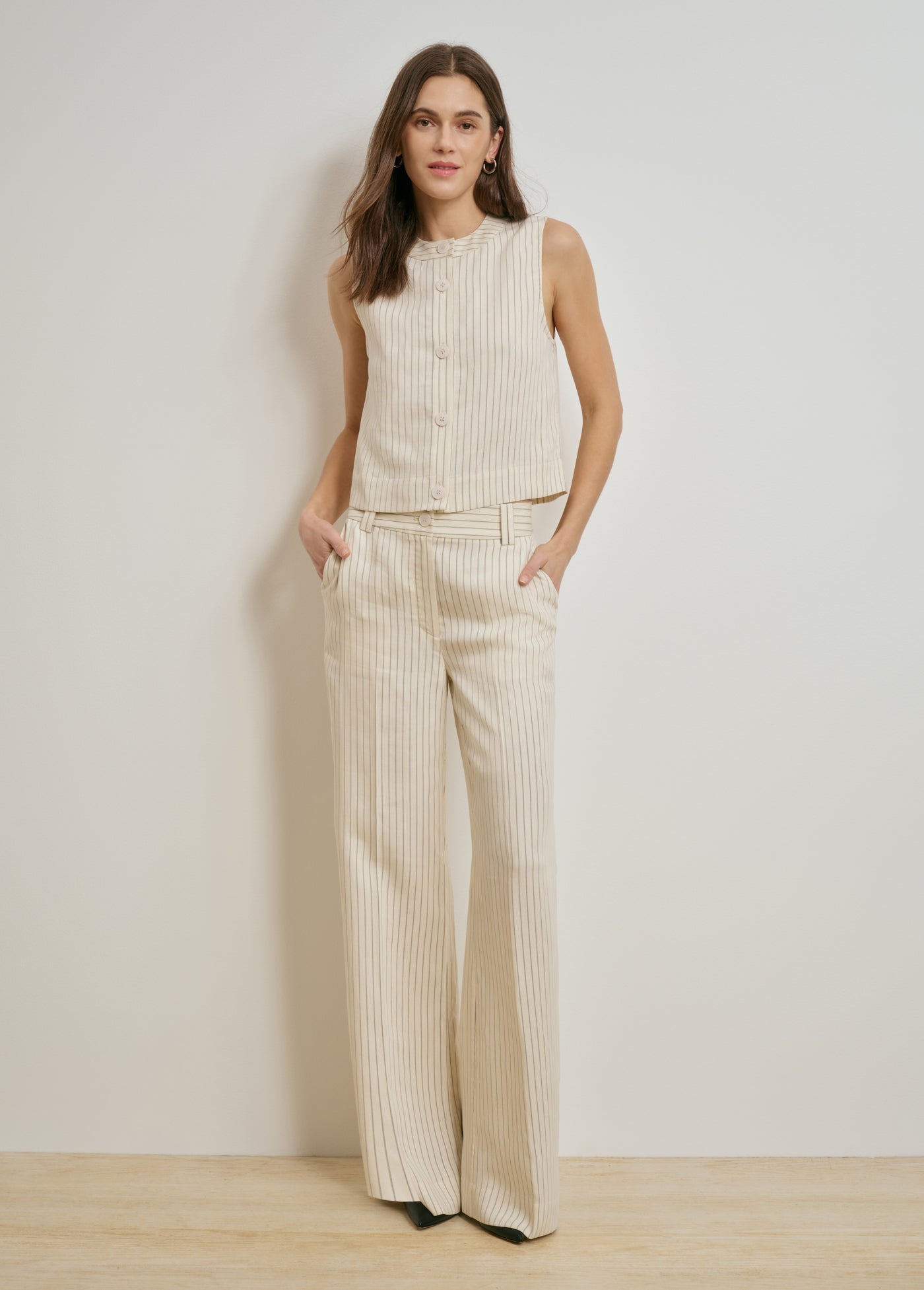 cream pinstripe
