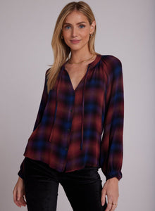 Full Sleeve Raglan Button Down - Jewel Tone Plaid