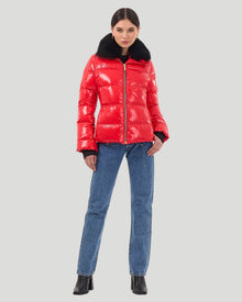 Après-Ski Jacket With Detachable Toscana Shearling Lamb Collar | Women | Red x Black