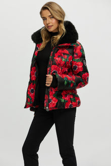 Après-Ski Jacket With Detachable Toscana Shearling Lamb Collar | Women | Black Poppy x Black