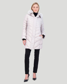 Après-Ski Jacket With Detachable Toscana Shearling Lamb Hood Trim | Women | Gray x Gray (V3)