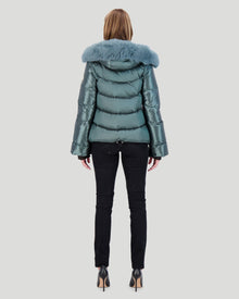 Après-Ski Jacket With Detachable Toscana Shearling Lamb Hood Trim | Women | Emerald x Emerald