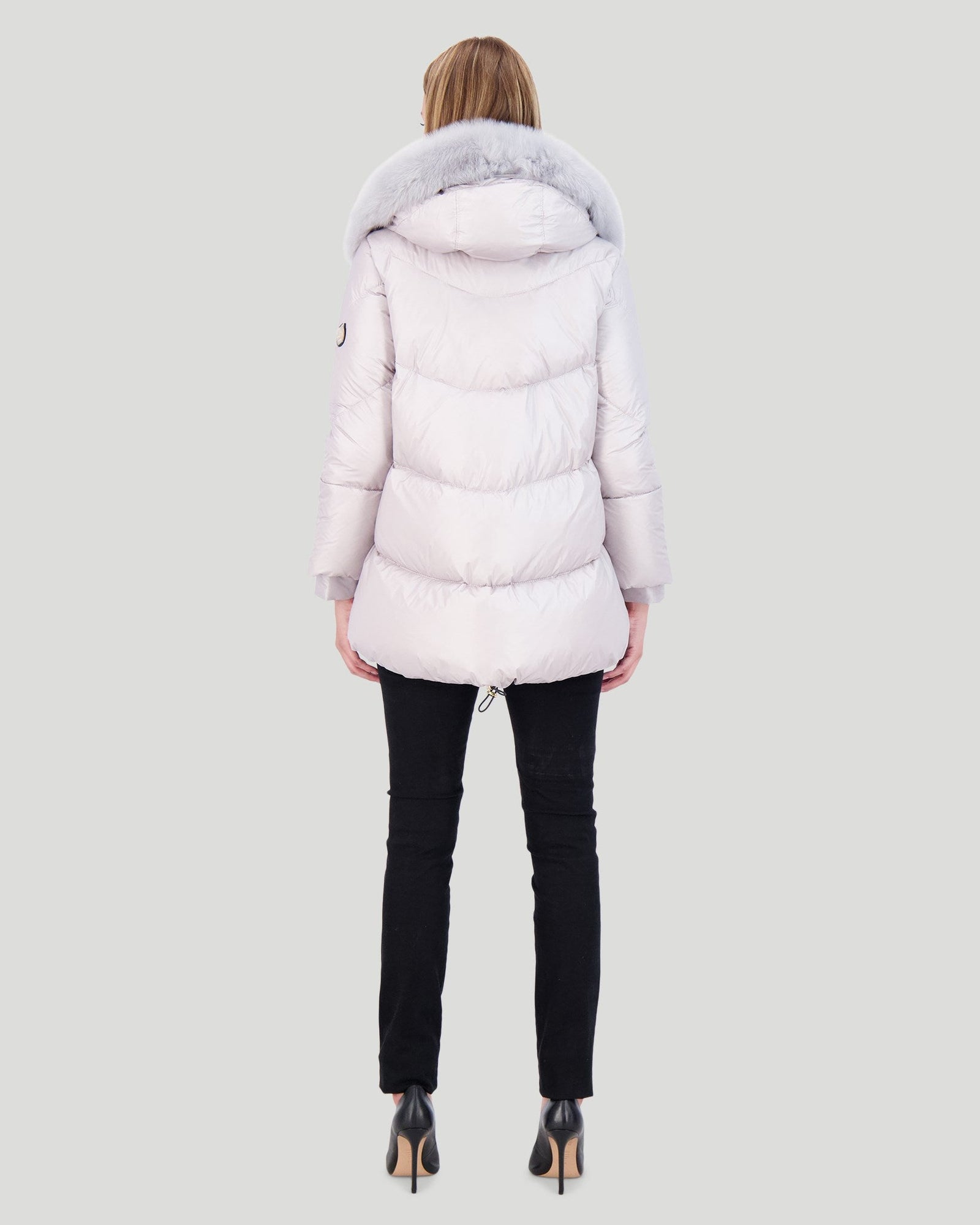 Après-Ski Jacket With Detachable Toscana Shearling Lamb Hood Trim | Women | Gray x Gray (V2)