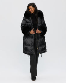 Après-Ski Jacket With Detachable Toscana Shearling Lamb Hood Trim & Toscana Shearling Lamb Cuffs | Women | Black x Black