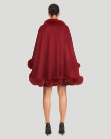 Cashmere Cape With Fox Trim | Women | Wine