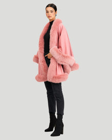 Cashmere Capelet With Shadow Fox Trim | Women | Pink