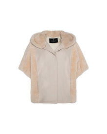 Cashmere Jacket With Sheared Select Cashmere Goat Trim And Short Sleeves | Women | Light Beige