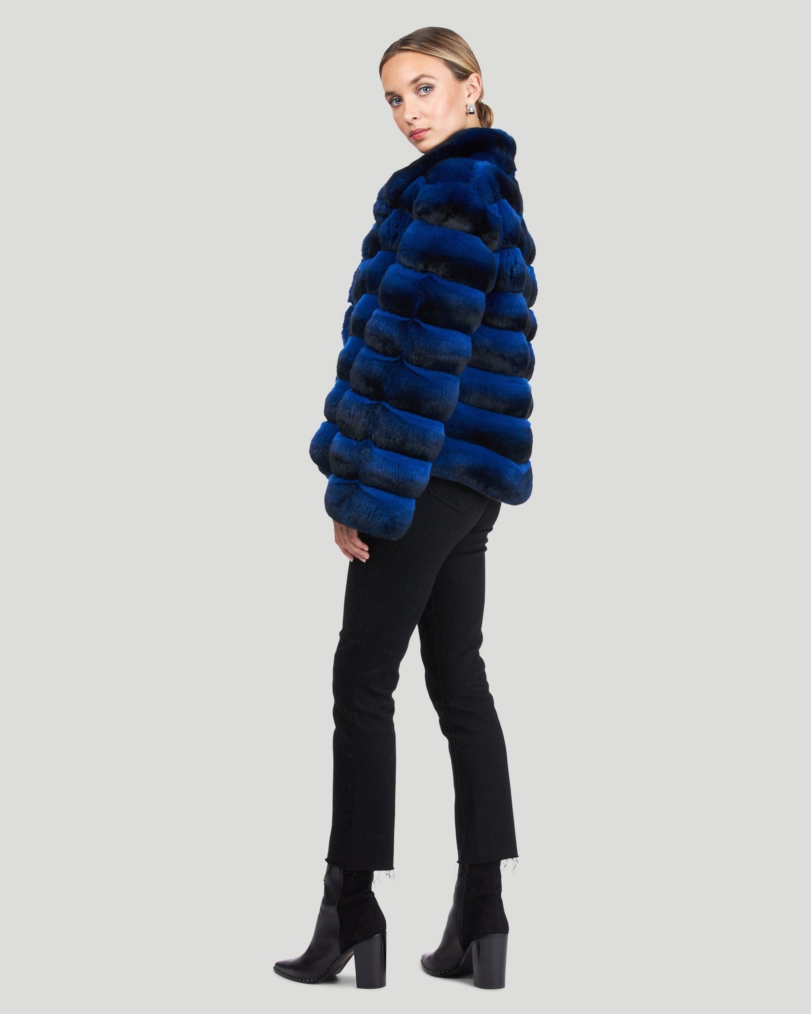 Classic Chinchilla Fur Jacket | Women | Blue (Pre-Order)