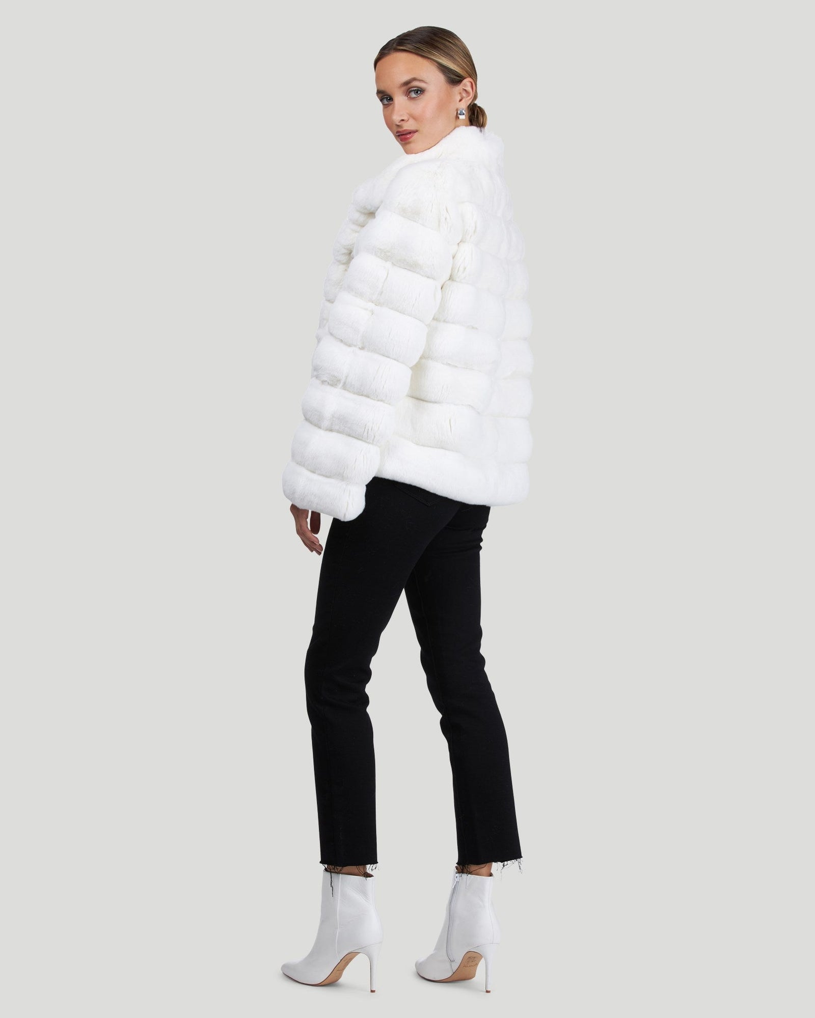 Classic Chinchilla Fur Jacket | Women | White (Pre-Order)