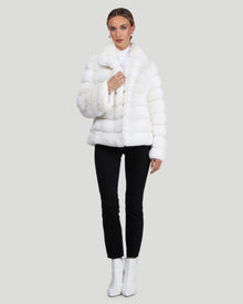 Classic Chinchilla Fur Jacket | Women | White (Pre-Order)