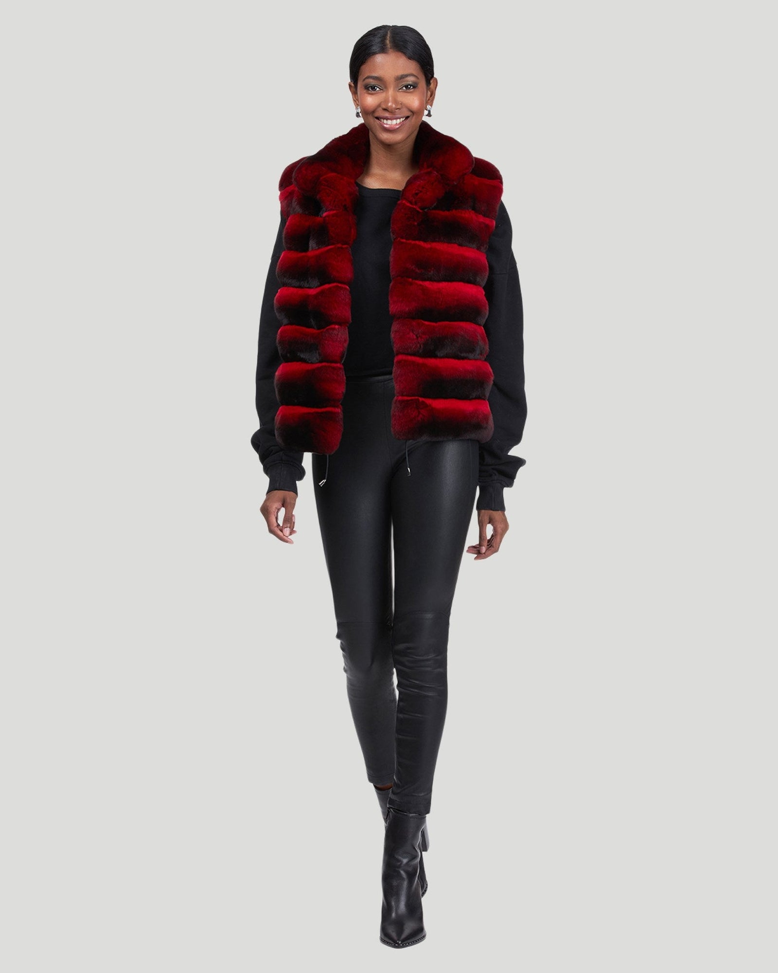 Classic Chinchilla Fur Vest | Women | Red