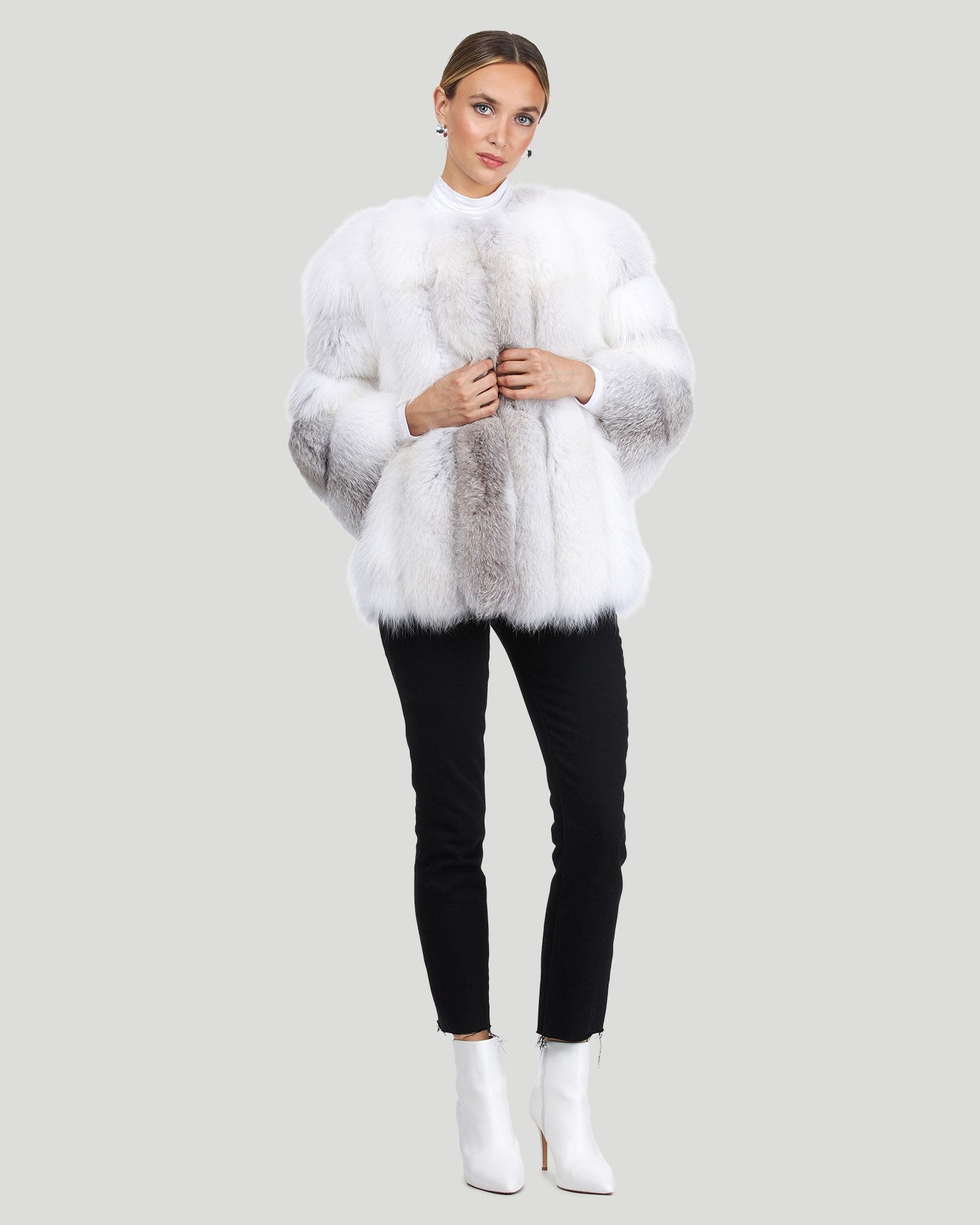 Collarless Fox Jacket | Women | Fawn Light