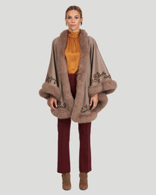 Embroidered Wool And Cashmere Cape | Women | Sand