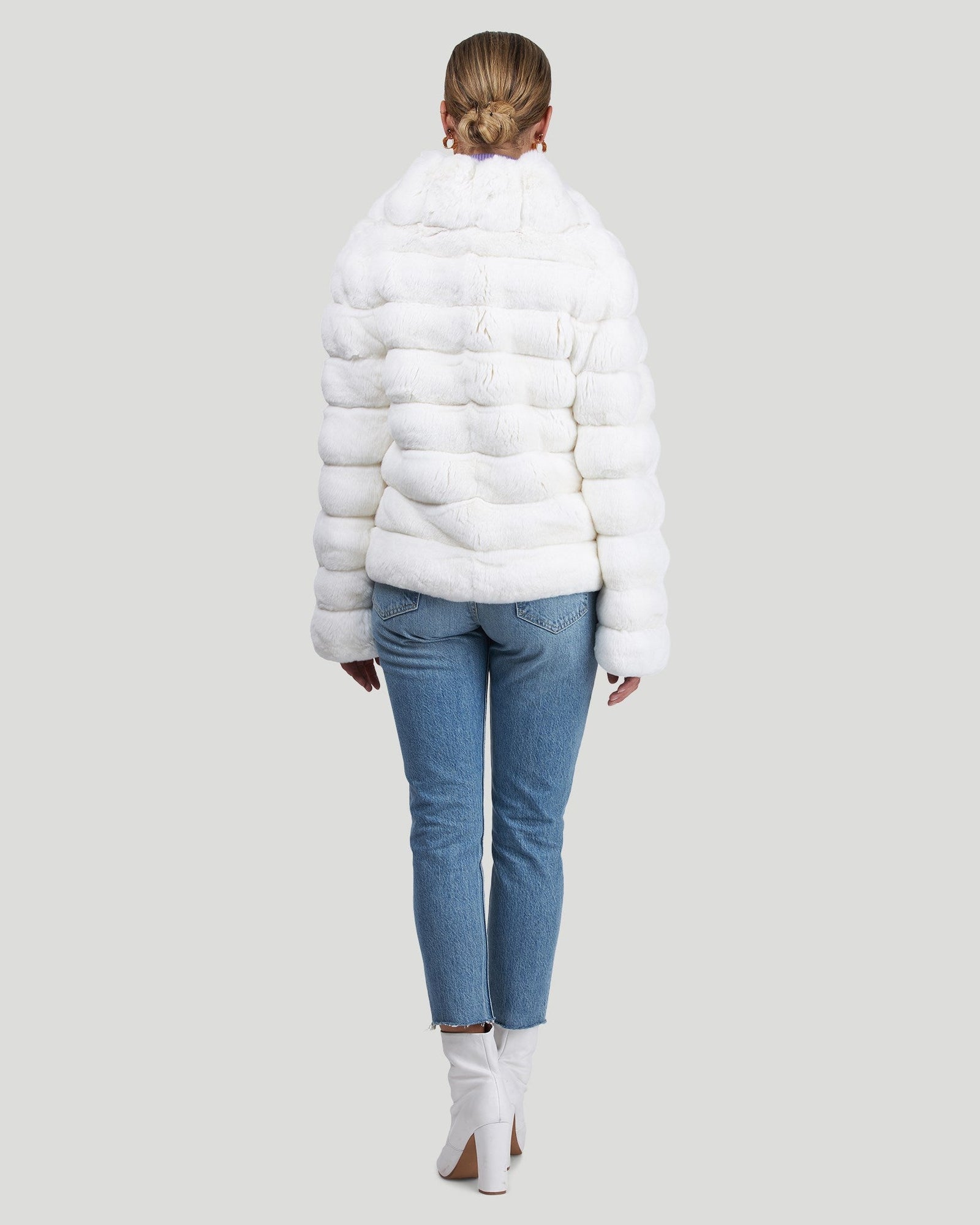 Horizontal Chinchilla Jacket | Women | White (Pre-Order)