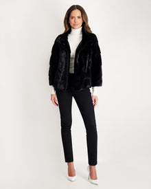 Horizontal Mink Jacket, Stand Collar | Women | Blackglama