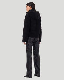 Horizontal Select Shearling Lamb Zip Jacket With Hood | Women | Black (V2)