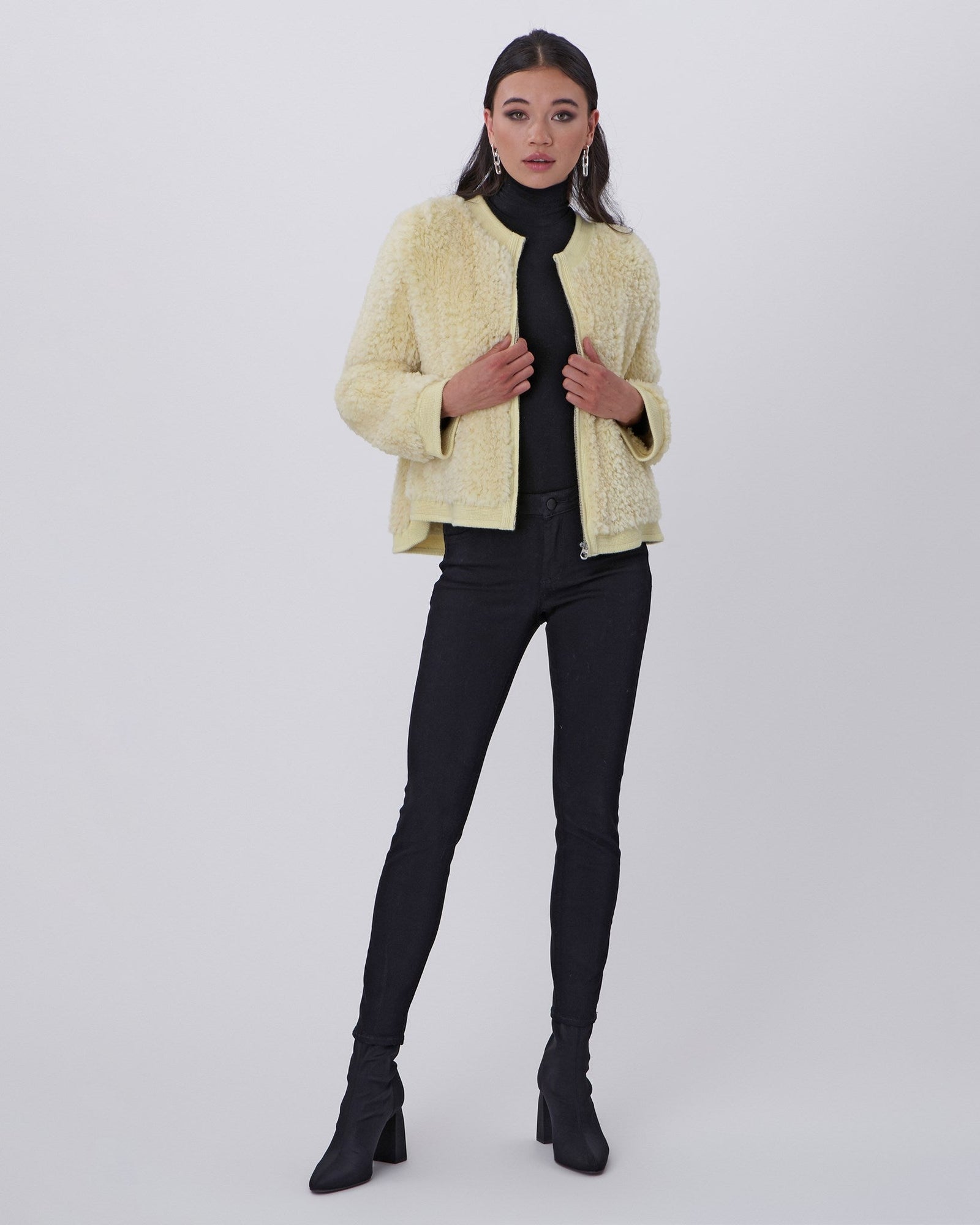 Knit Beaver Zip Jacket | Women | Yellow