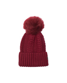 Knit Hat With Toscana Shearling Lamb Pompom | Women | Wine x Wine