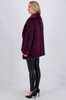 Knitted Mink Ruffle Jacket | Women | Bordeaux