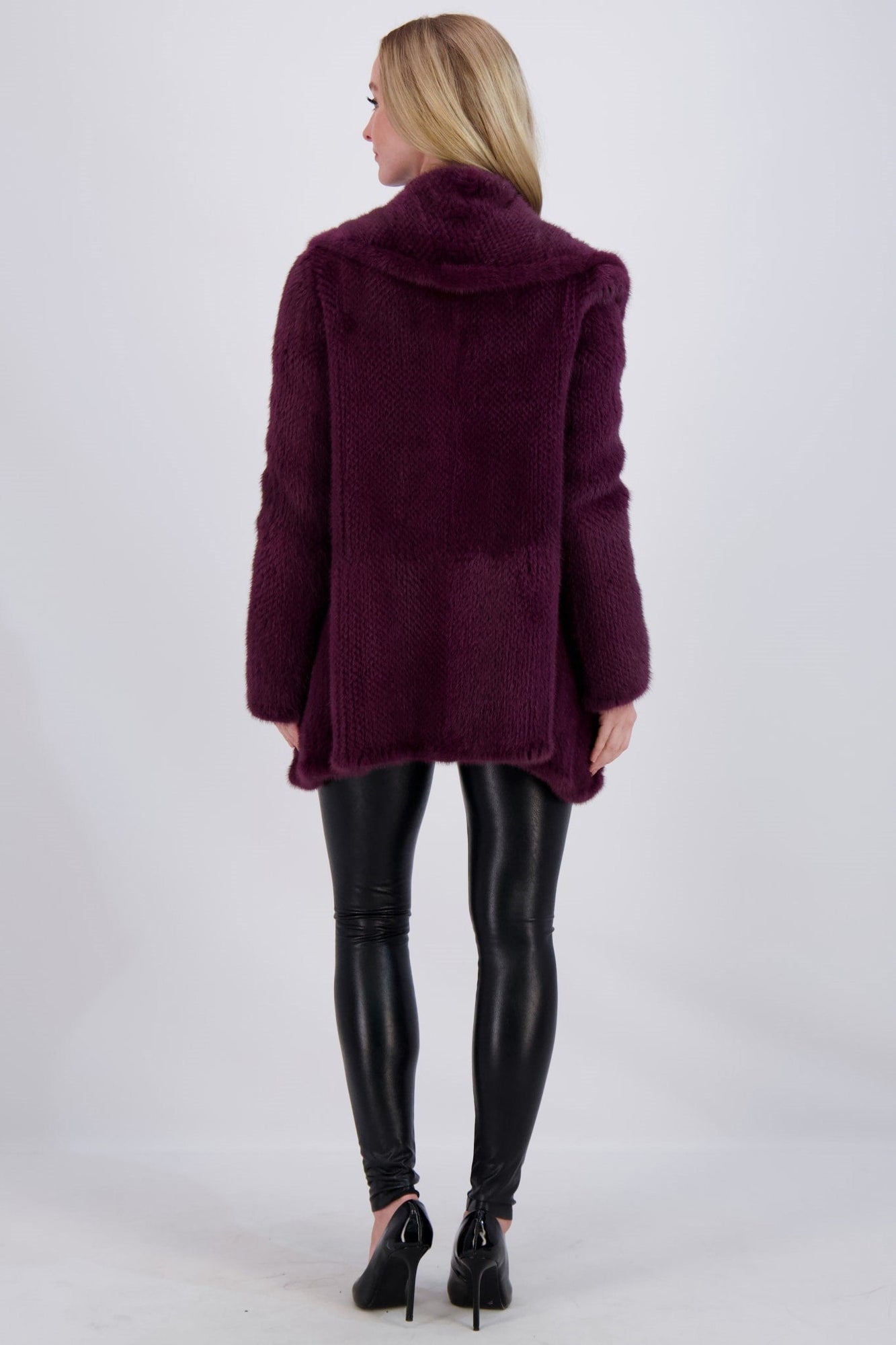 Knitted Mink Ruffle Jacket | Women | Bordeaux