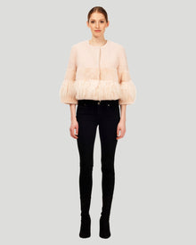 Lamb Bolero With Mink Trim | Women | Peach