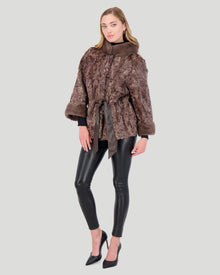 Lamb Jacket With Mink Stand Collar | Women | Quincy