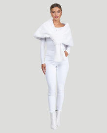 Large Mink Fur Pull-Through Stole | Women | White