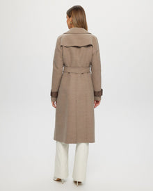 Loro Piana Cashmere & Wool Trench Coat With Leather Trim | Women | Brown x Brown