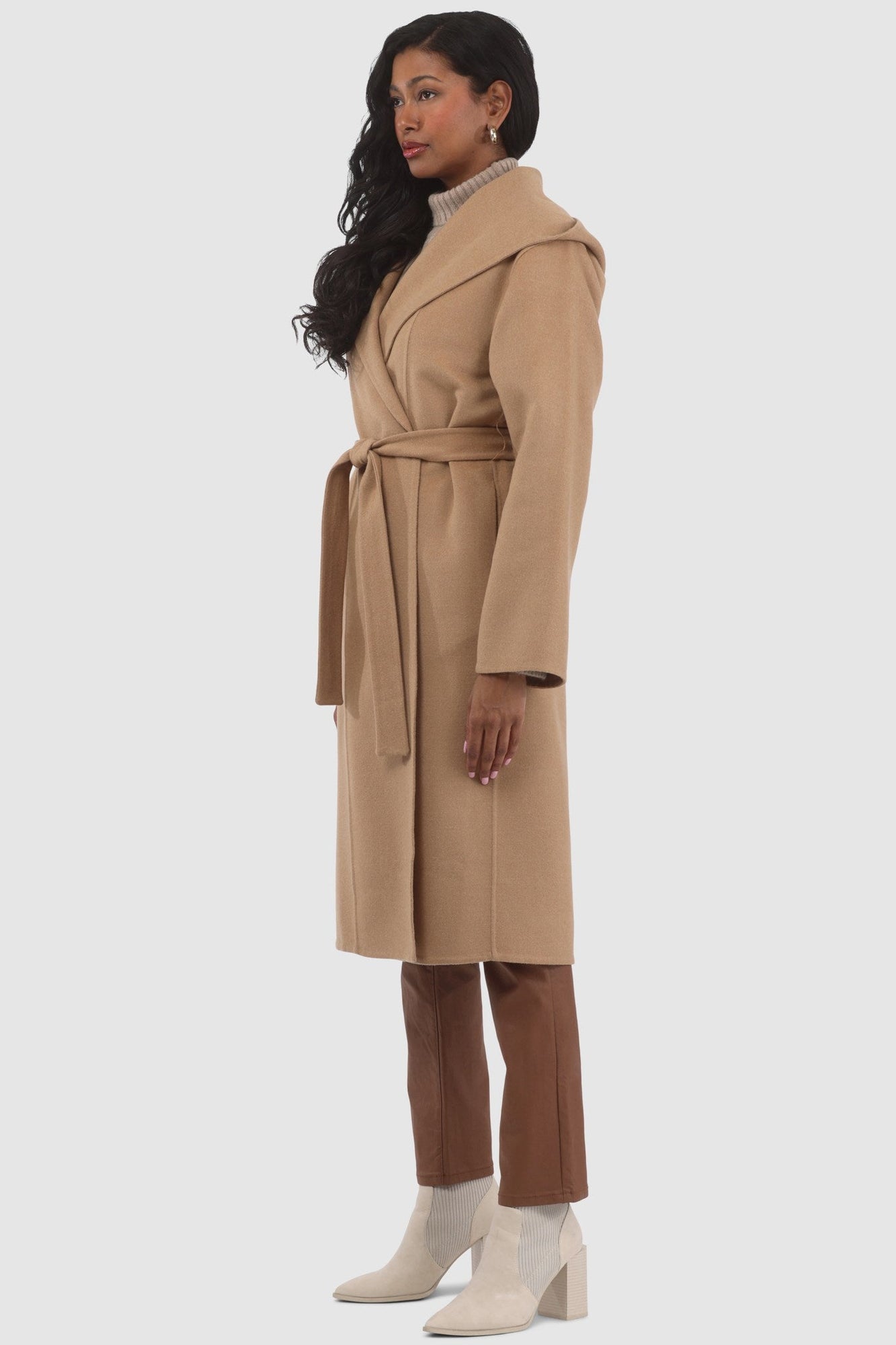 Loro Piana Wool Belted Short Coat | Women | Camel