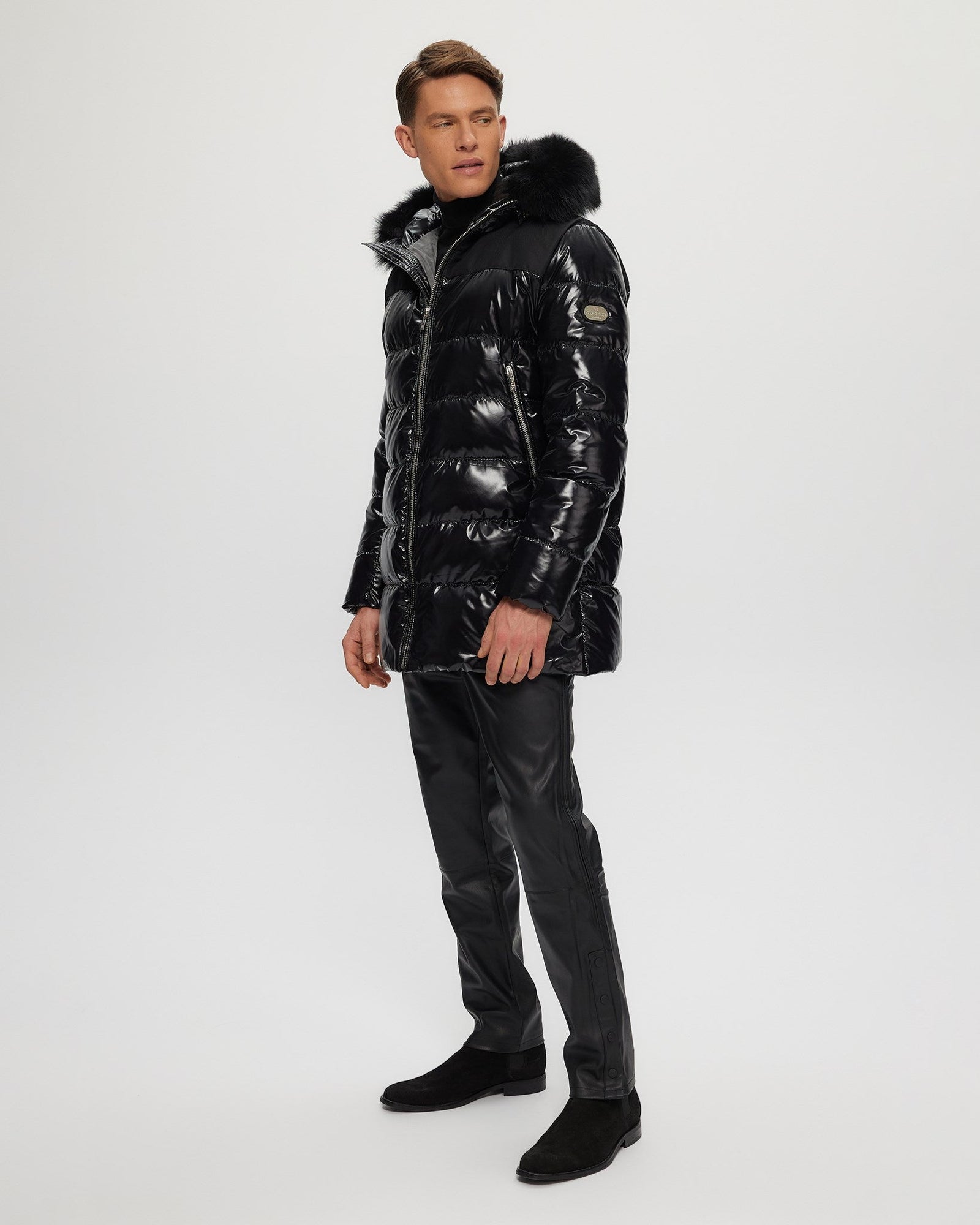 Après-Ski Parka With Detachable Toscana Shearling Lamb Hood Trim | Men | Black x Black (V1)