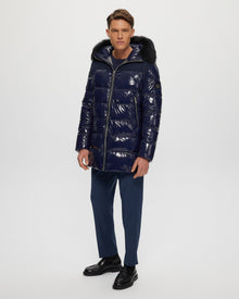 Après-Ski Parka With Detachable Toscana Shearling Lamb Hood Trim | Men | Dark Blue x Black (V1)