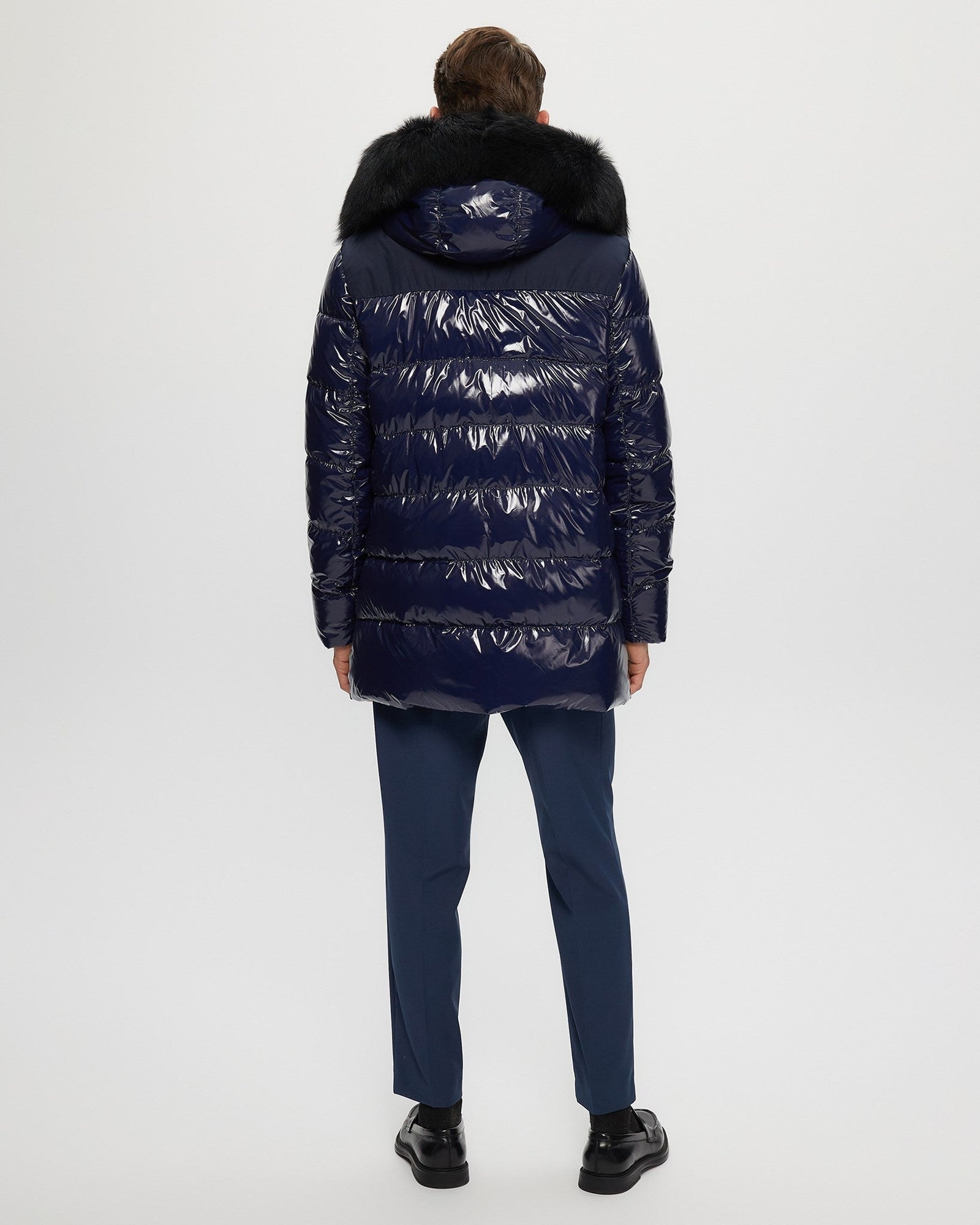 Après-Ski Parka With Detachable Toscana Shearling Lamb Hood Trim | Men | Dark Blue x Black (V2)