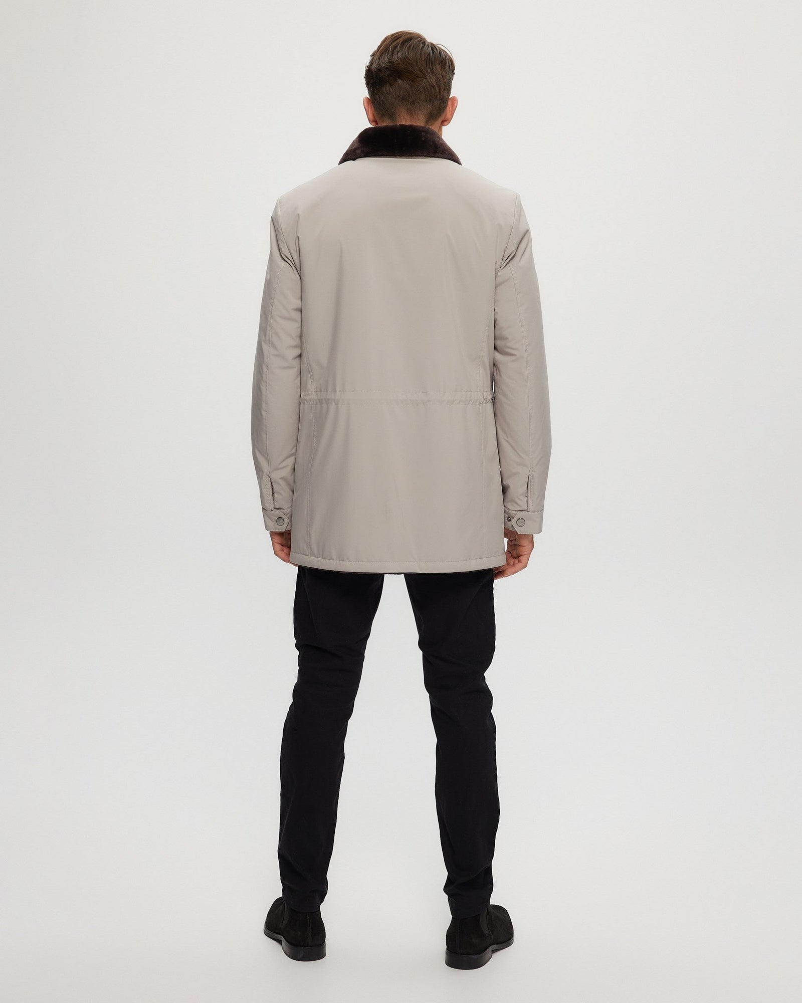 Fabric Jacket With Select Shearling Lamb Lining | Men | Light Beige x Dark Brown