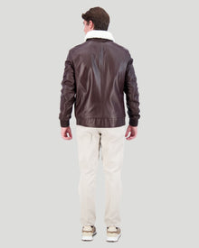 Leather Jacket With Shearling Lamb | Men | Brown