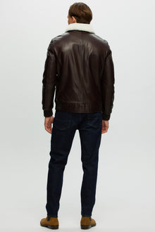 Leather Jacket With Shearling Lamb | Men | Brown