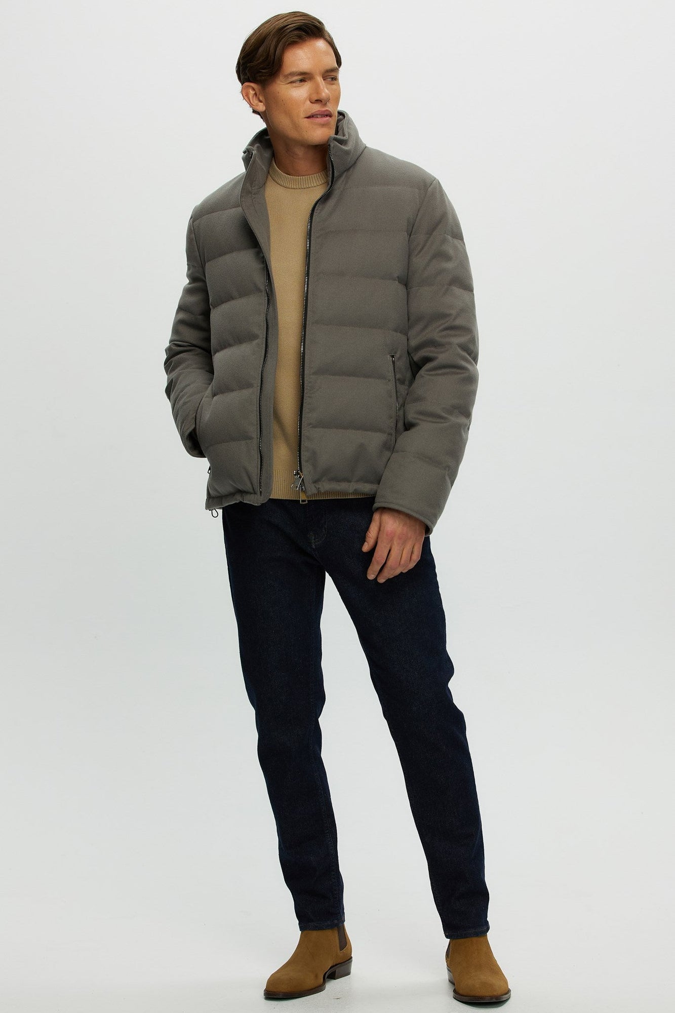 Loro Piana Cashmere Quilted Down Jacket | Men | Gray