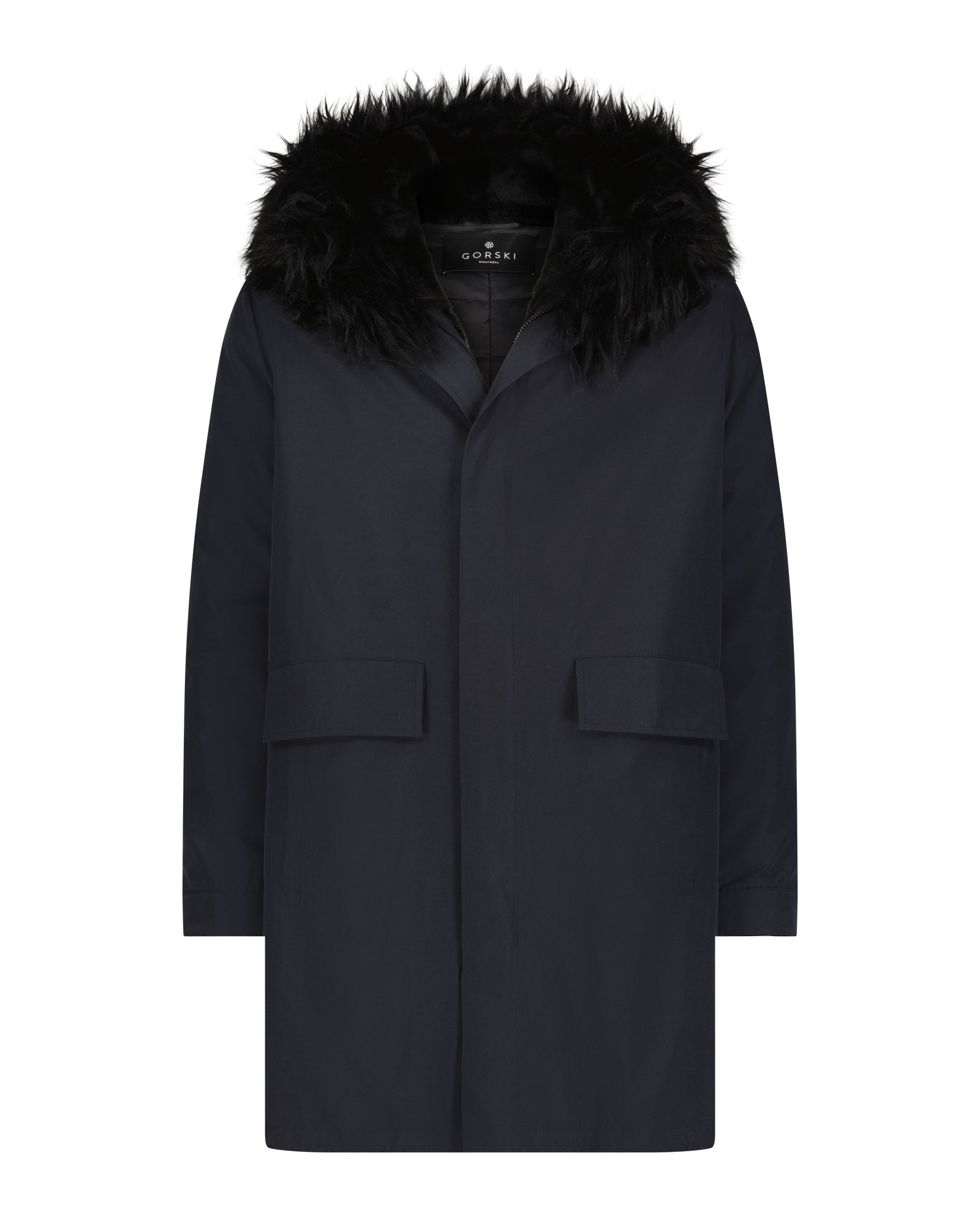 Parka With Select Shearling Lamb Tuedo And Hood Trim | Men | Navy x Black