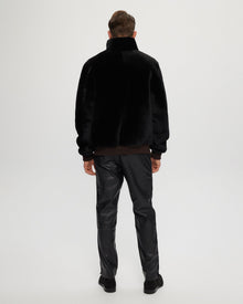 Select Shearling Lamb Bomber Jacket | Men | Black x Brown