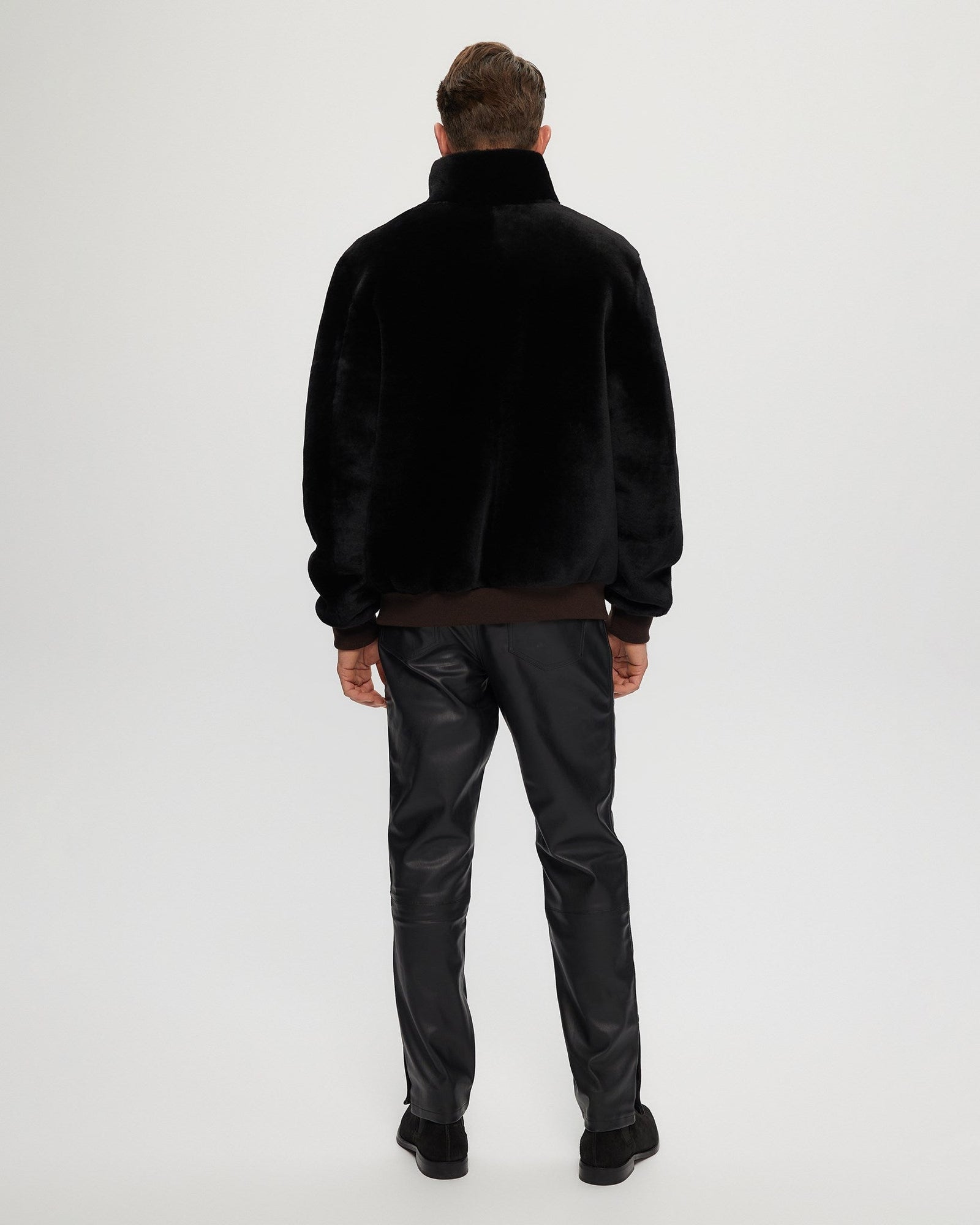 Select Shearling Lamb Bomber Jacket | Men | Black x Brown