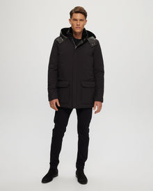 Select Shearling Lamb Lined Parka With Leather Trim And Detachable Select Shearling Lamb Collar And Hood | Men | Black x Black