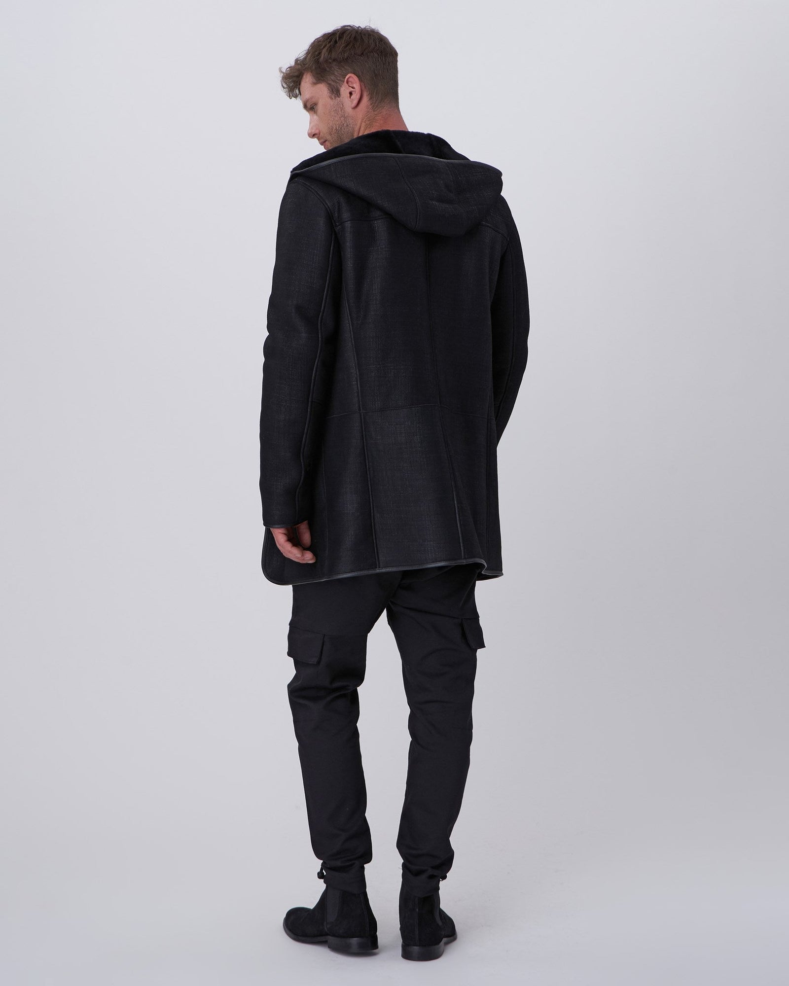 Select Shearling Lamb Parka | Men | Black Pattern