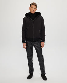 Shearling Lined Bomber Jacket | Men | Black x Black