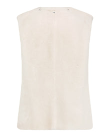 Merino Shearling Lamb Vest With Embellishment | Women | White x Black